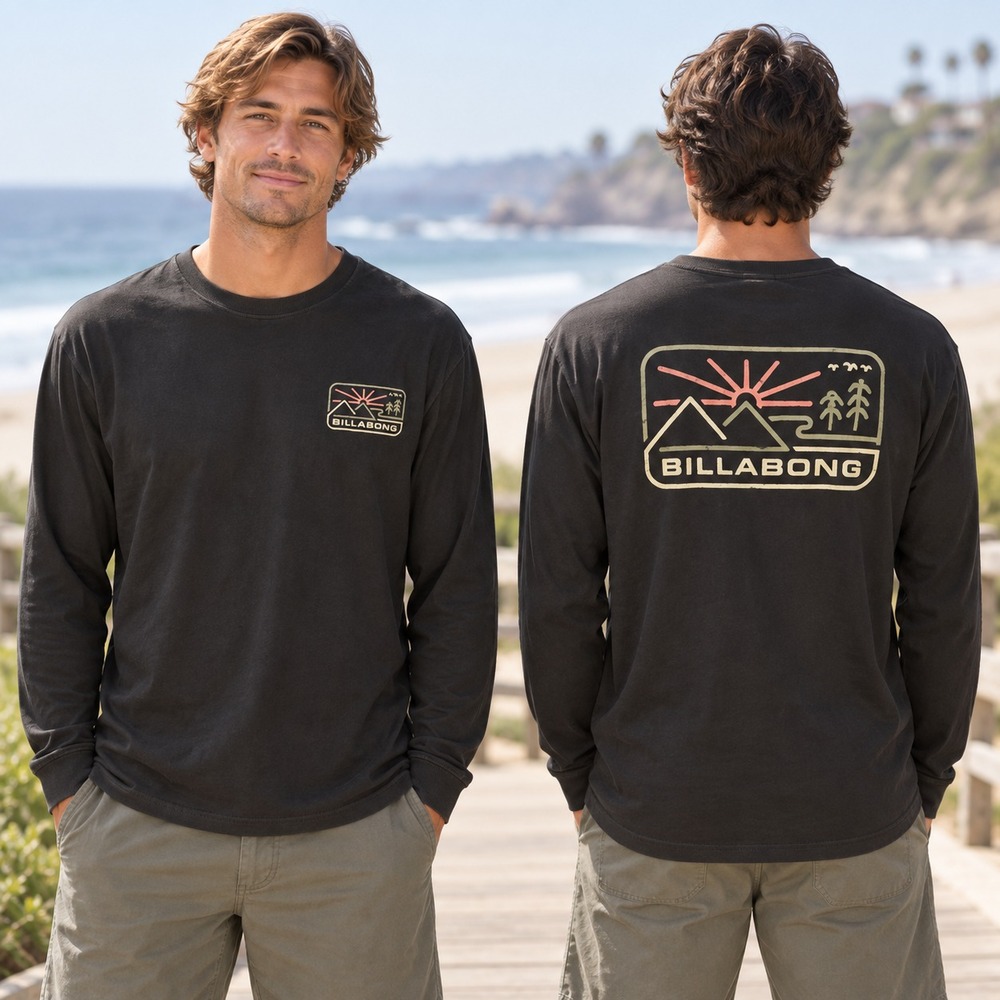 Billabong Adventure Division Men's XL Black Organic Cotton Long Sleeve Shirt